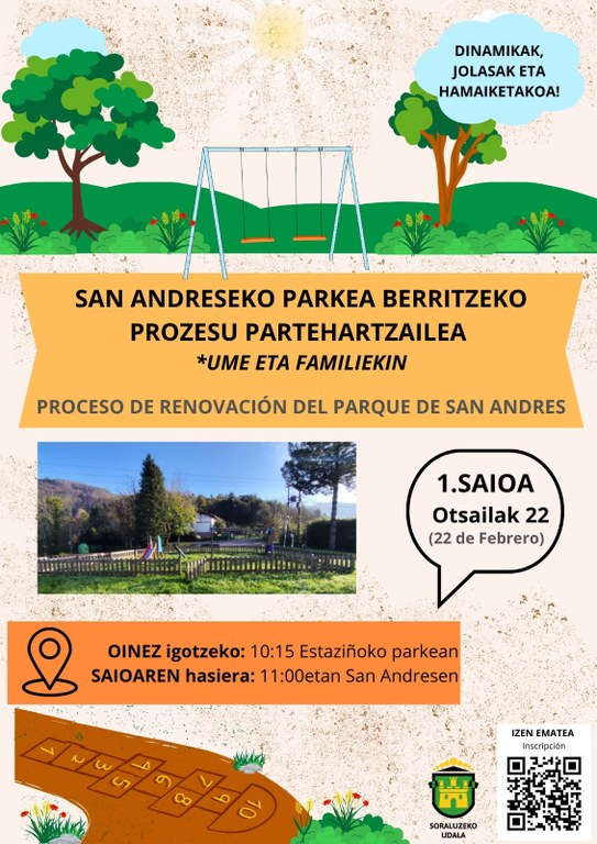 Proceso participativo para reformar el parque de San Andres.